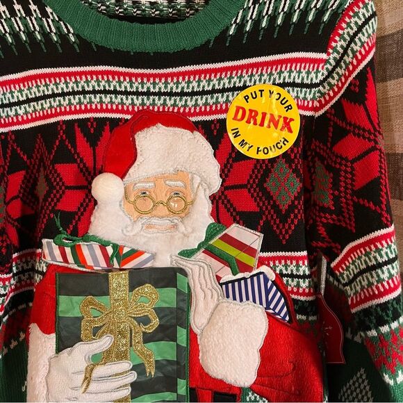 Holiday Time Santa Christmas Sweater‎ Size Medium - Picture 3 of 9
